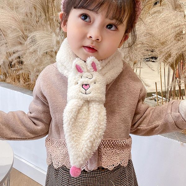 

scarves children's scarf autumn and winter imitate lamb wool warmth cross necker boys girls plush, Blue;gray
