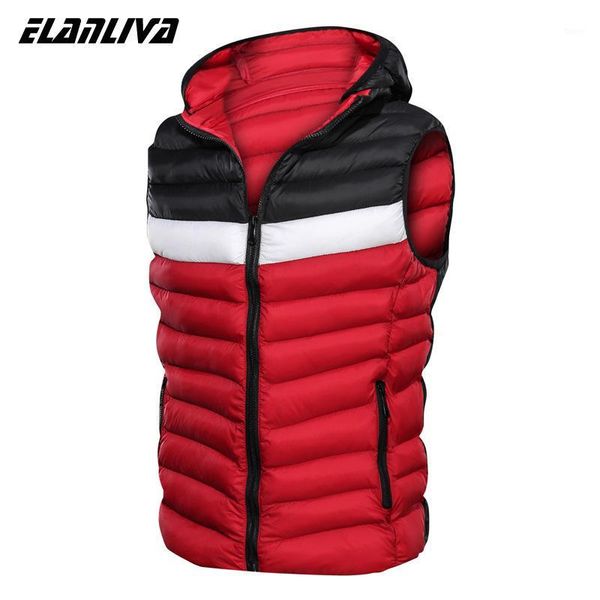 

men's hooded vest down jackets 2020 autumn winter warm waistcoat brand mens coats patchwork sleeveless vest slim jacket 1, Black;white