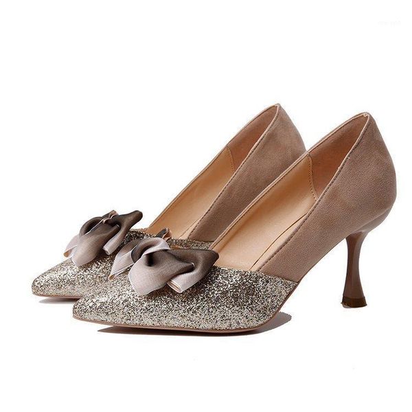 

girls high heels stiletto princess 2020 new korean version of the pointed bow single shoes women fashion gentle shoes fairy1, Black