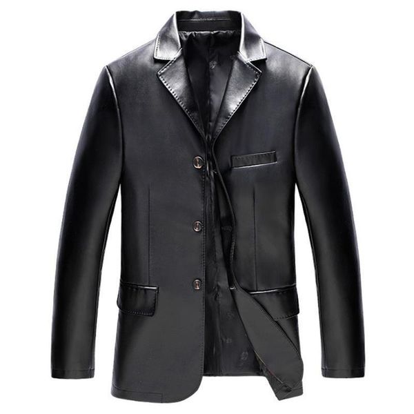 

spring autumn men's leather jacket casual pu blazer jacket male single breasted slim fit mens leather jackets coats black blue