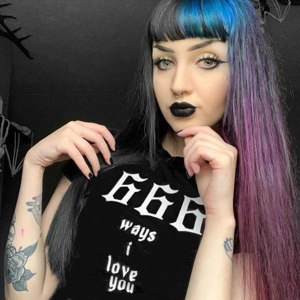 

666 ways i love you gothic t shirt women graphic funny 100% cotton grunge hipster tee tshirt drop shipping, White