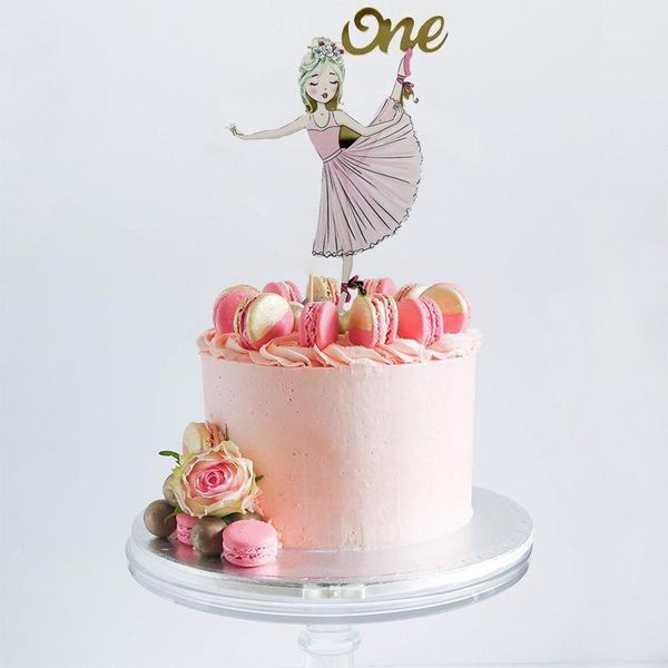 

100pcs dancing girl birthday cake er children's acrylic happy birthday cupcake er for girls party cake flag decoration1