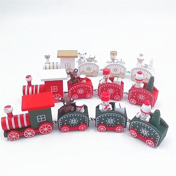 

christmas decorations train lacquered wood decoration with santa claus kids toys gift home accessories orna1