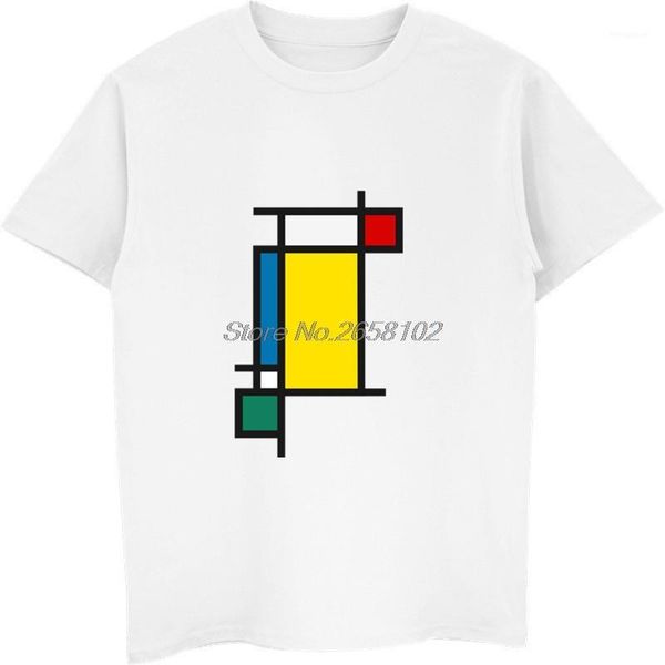 

mondrian style t-shirt men's cotton o-neck summer short sleeve t shirt geometric vertical aesthetic & tees streetwear1, White;black