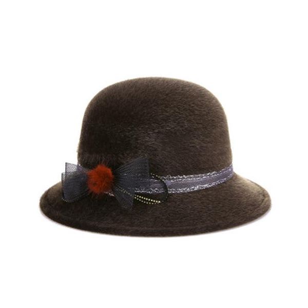 

2017 new fashion and stylish womens felted winter hat pure fur rabbit keeping warm flower cap decorating small felted hats bbyztw alice_bag, Black;white