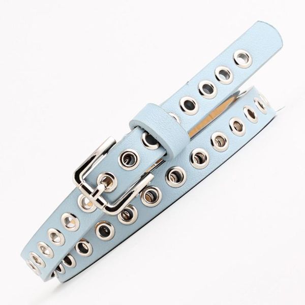 

newly pu leather belt with alloy buckle hollow rivets waist belts for women jeans pants, Black;brown