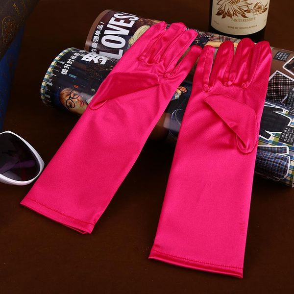 

satin short blue finger fashion flower girl bridesmaid lady dancing party performance mittens gloves special occasion gloves 309 h sqcjba, White