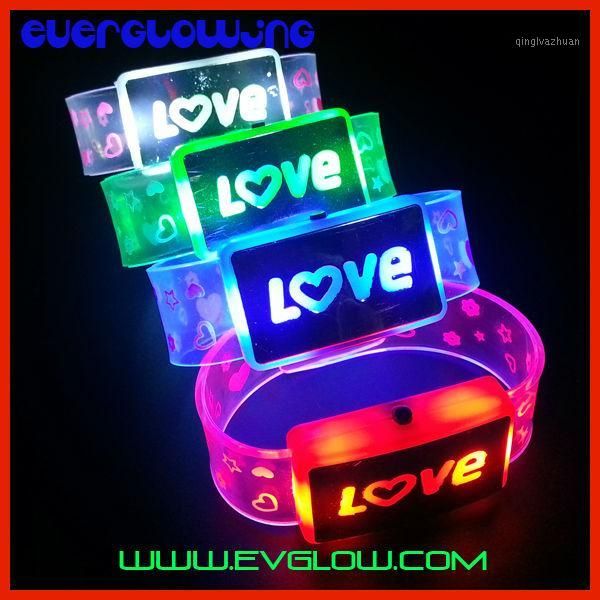 

12pcs/lot 4 colors love led bracelet flash wrist band glow bracelet light up well for christmas1