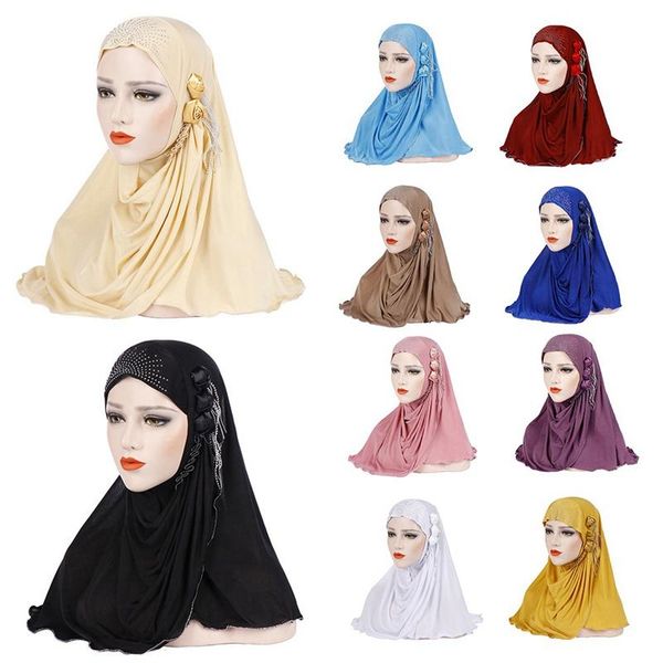 

2020 malaysia muslim hijab scarf solid cotton flower diamond shawl women headscarf ready to wear hijab musulman femme foulard, Blue;gray