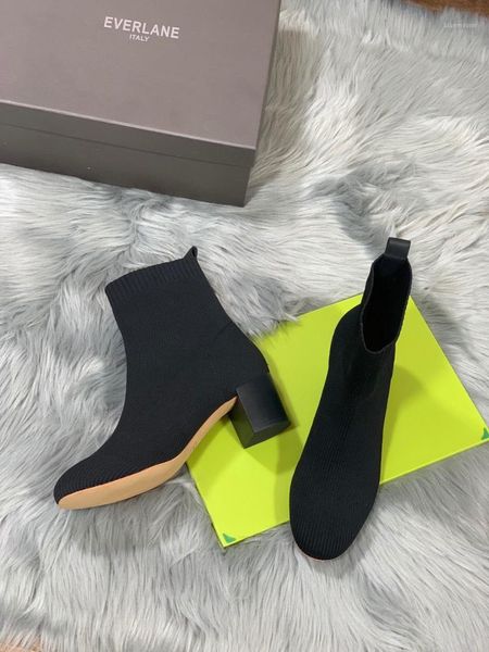 

aw21 new arrval sock tetile ankle boots comfortable easy eary chic big size women shoes1, Black