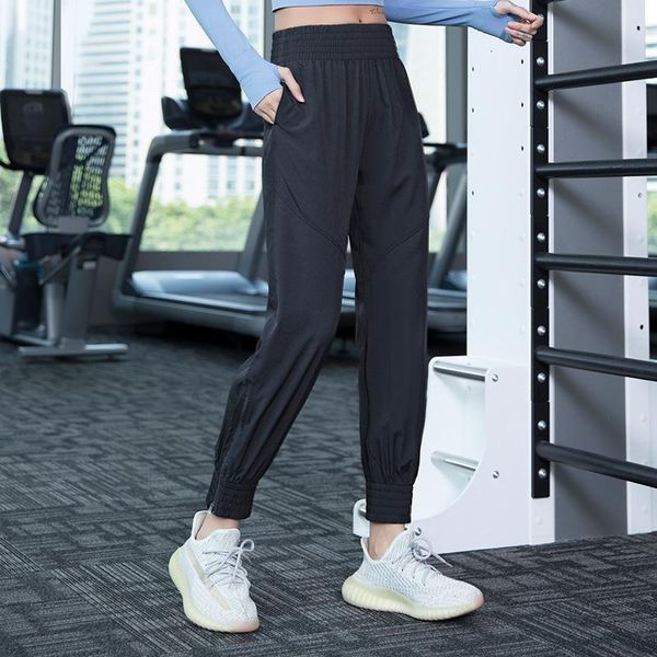

autumn new sweat pants quick dry exercise gym sports zipper bottom adjustable casual women's fitness yoga workout leggings, Black;blue