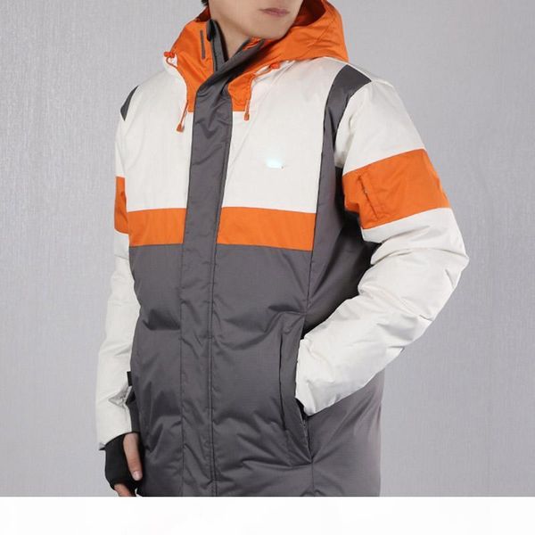 

men down thick warm winter contrast jacket hooded thicken duck down parka coat casual slim overcoat, Black;white