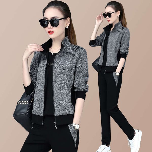 

sweater suit 2020 new spring and autumn fashion foreign style sports casual women's clothing coat, Black