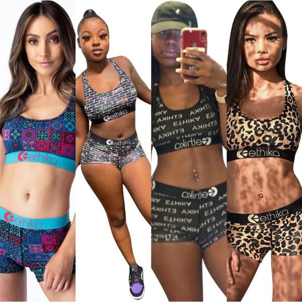 

summer women brand two-piece swimming suit bikini designer print swimsuits trendy bra shorts swimwear two piece set bathing suit, White;black