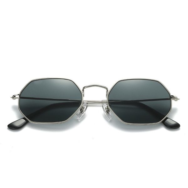 

men women designer sunglasses retro metal polygonal glass sunglasses reflective colorful reflective glasses, White;black