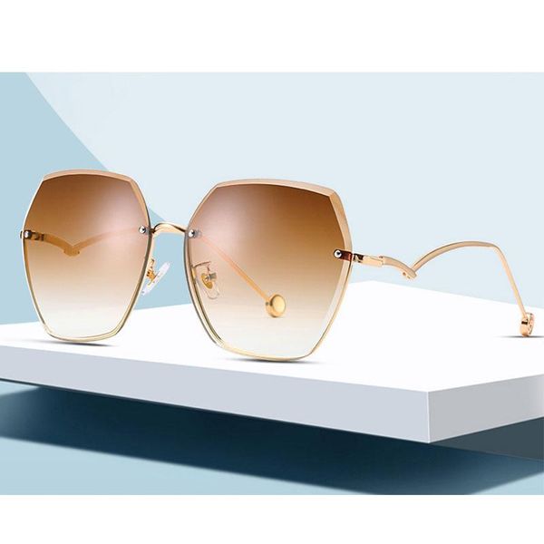 

sunglasses large brown 2021 women retro vintage rimless eyewear feminino designer shades, White;black