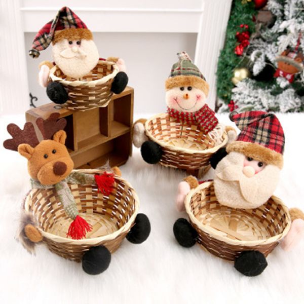 

basket merry decoration santa claus storage products for christmas candy container #k