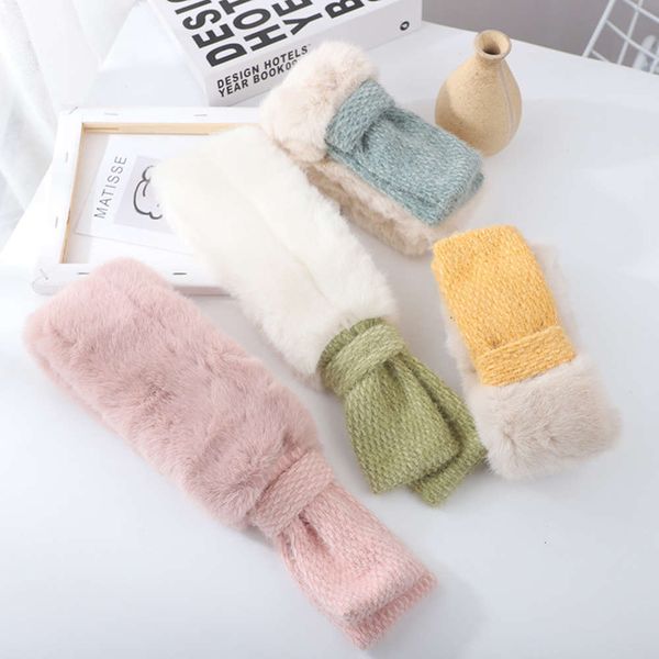 

new children's scarf winter, the same simple big collar in korea, plush warm girl's soft tie neck, Red;brown