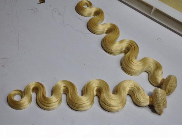 

elibess hair--body wave platinum blonde 613# virgin hair bundles unprocessed human russian hair weft, dhl, Black