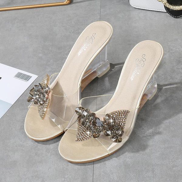 

crystal clear diamond bow pumps simple sweet open toe office female high heel shoes summer ladies transparent wedge sandals1, Black
