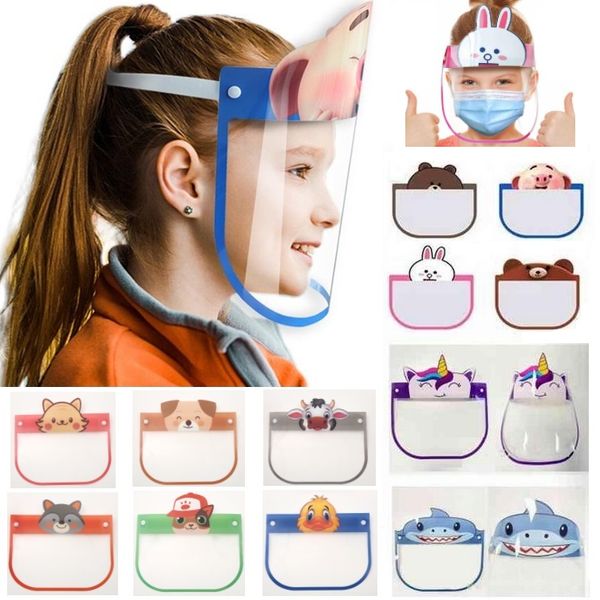 

симпатичные ветрозащитные маски полный противотуманный щит щит для детей pet защитная сторона лица щит против пыли прозрачный мультфильм мас