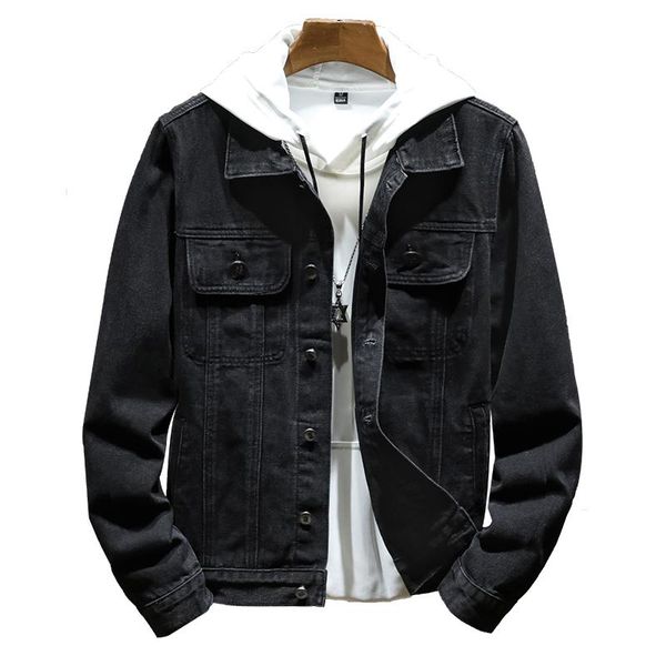 

men's jackets fashion black jeans jacket men streetwear outerwear coat korean style clothing male denim bomber jacket,940, Black;brown