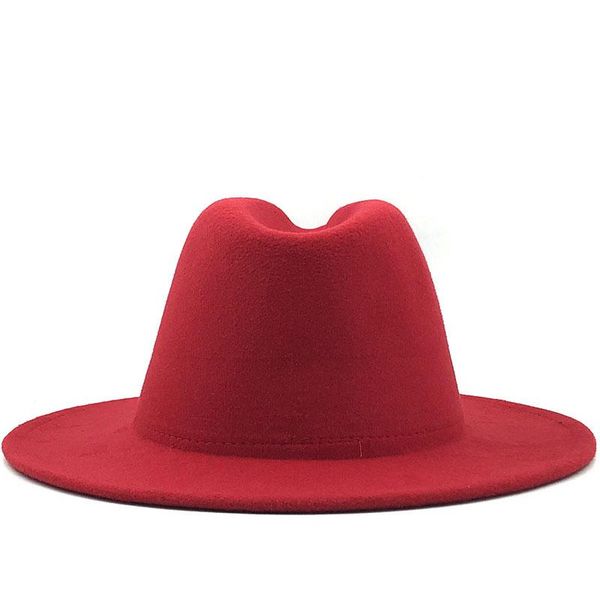 

зима внешний красный внутренняя army green wool felt джаз fedora шляпы с тонким поясом пряжки мужчины женщины широкий брим панама шляпа cap, Black;white