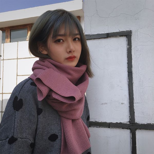 

drape feeling imitation rabbit hair knitted thick scarf women in winter, pure color warm couple necklaces men, christmas gifts for, Blue;gray