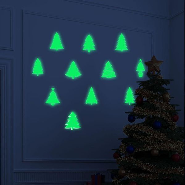 

christmas decor tree sticker glow in the dark christmas decorations winter glass shop window wall decal home luminous sticker wmtgie xhhair