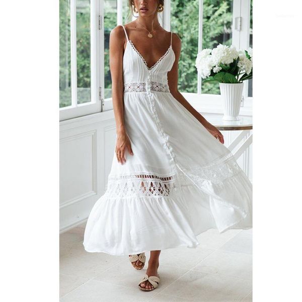 

maxi dress 2020 long chiffon dress women party strap sleeveless dresses v neck vestido summer beach boho casual1, Black;gray