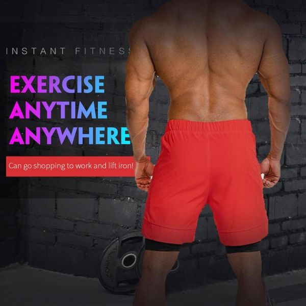 

men sports shorts with pocket outdoors clothes 4 size woven cloth fitness shortskirt training quick-drying motion gym kg-252, White;red