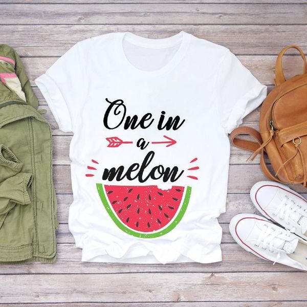 

women 2020 summer watermelon fruit sweet funny cute cartoon lady t-shirts t shirt ladies womens graphic female tee t-shirt, White