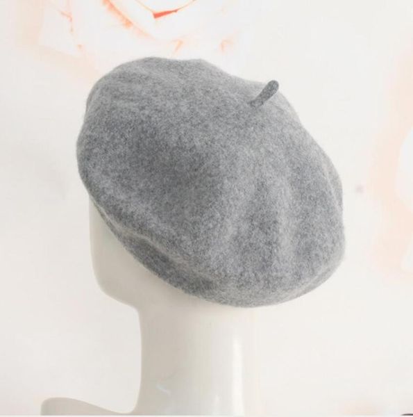 

100% wool beret new beautiful beret femme cute cool fashion hat women solid color hats for women for 2020, Blue;gray