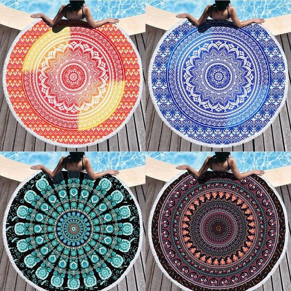

mandala round beach towel tassel bohemia microfiber ванна для душевого душевого душевого душевое полотенце для взрослых корпус пикник yoga к