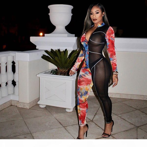 

2020 new winter women rompers print jumpsuits turtleneck long sleeve night club party hollow out bandage one piece s  l xl xxl, Black;white
