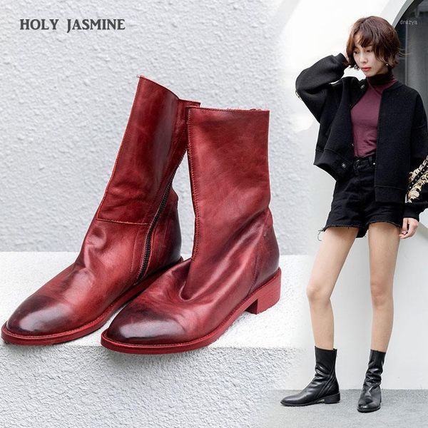 

brand design women boots genuine leather short boots women leisure fashion runway show shoes 2020 winter ankle1, Black