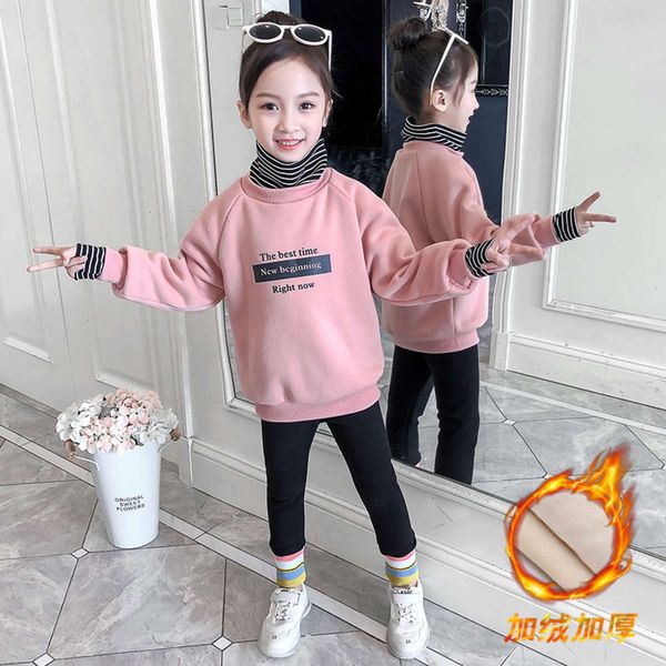 

girls' clothing winter sweater new plush 2020 korean children's versatile high collar m2bu, Black