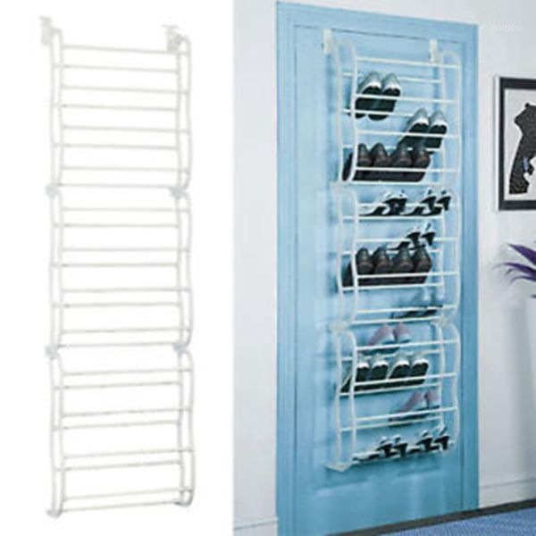 

4 layers 12 pairs of shoe racks pp plastic spray iron pipe over the door hanging shoe organizer holder for closet1