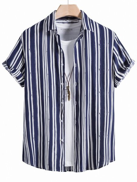 

men vertical stripe shirt without tee t1yr#, White;black