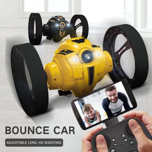 

hipac bounce car 2.4g jumping car no camera or with wifi camera 2.0mp flexible wheels rotation led night light rc robot car qylnbj mywjqq