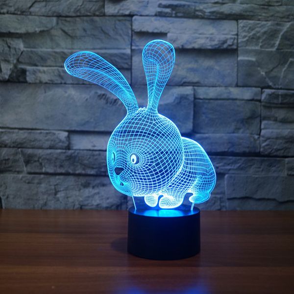 

2021 new cute rabbit usb led night light 3d lamp for baby room gifts pcgh