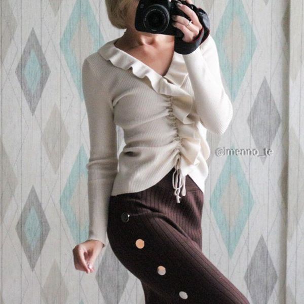 

ruffled v neck women pullover sweater autumn winter soft female jumper office ladies women pullover elegant knitwear, White;black