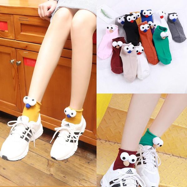 

20 pairs/set new socks for autumn winter 2020 new arrival socks big eye doll fashion female girl wholesale1, Black;white