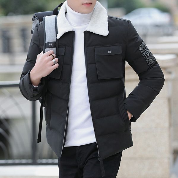 

winter new men's down cotton padded jaet korean fashion, Black