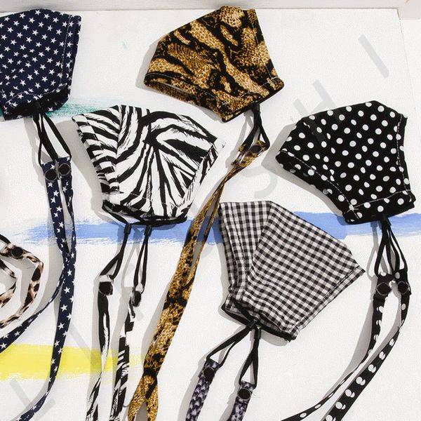 

leopard print face mask wave point fashion pluggable reusable dustproof zebra pattern rope breathable protective mouth masks 6 8xl k2