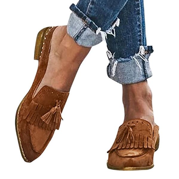 

sagace roman fringe women pumps shoes ladies low heels casual loafers work shoes ladies autumn spring slip on single, Black