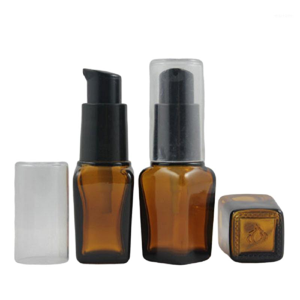 

storage bottles & jars 10ml spray glass bottle mini empty pump lotion emulsion brown makeup comestics travel container gorgeous vial 25pcs/l