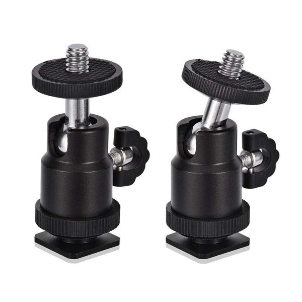 

mini ball head [2 pack] with shoe mount adapter 360 degree 1/4 inch small ball heads lightweight swivel micro-ballhead for d