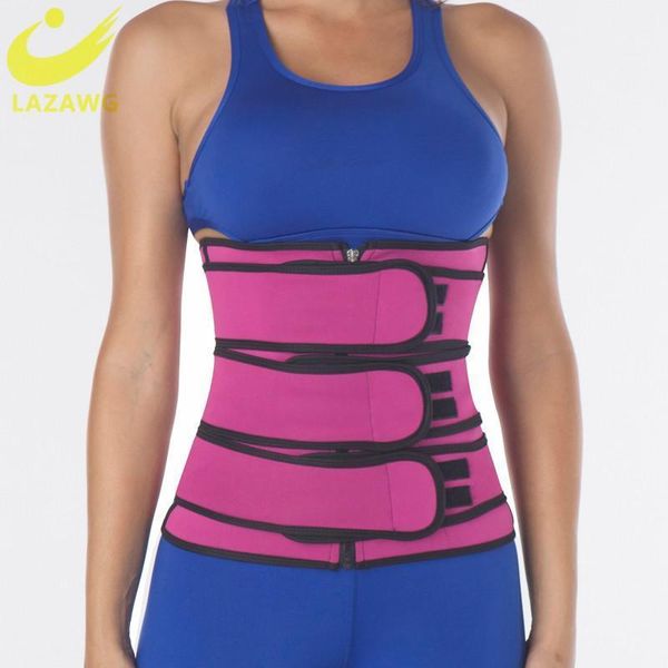 

lazawg waist trainer body shaper belt womens belly reduce tummy control sauna sweat strap cinta modeladora waste trainers corset1, Black;gray