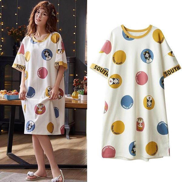 

cute cartoon sleepwear for women nightgowns dressing gown summer nightdress cotton nighty sleepshirt plus size pijamas pyjama, Black;red